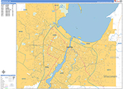 Green Bay  Wall Map Basic Style